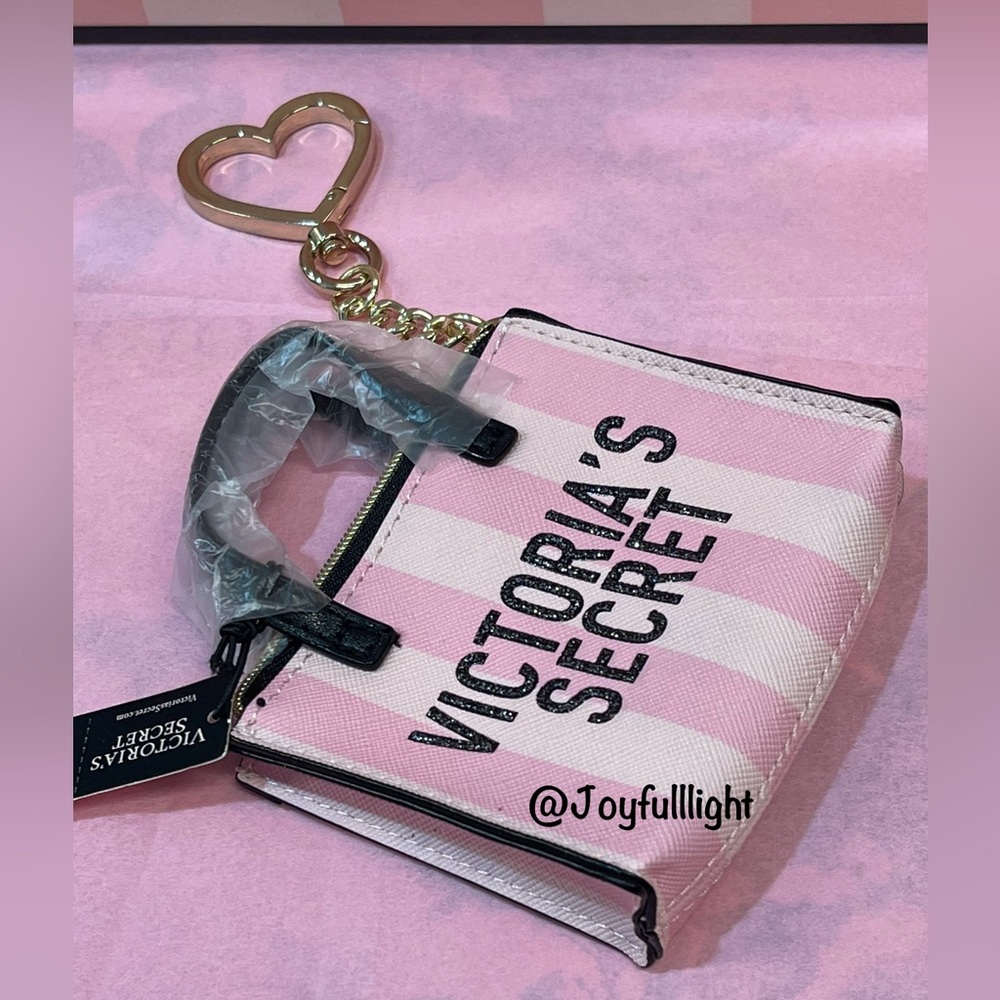 Victoria's Secret Iconic Stripes Tote Bag Charm Keychain